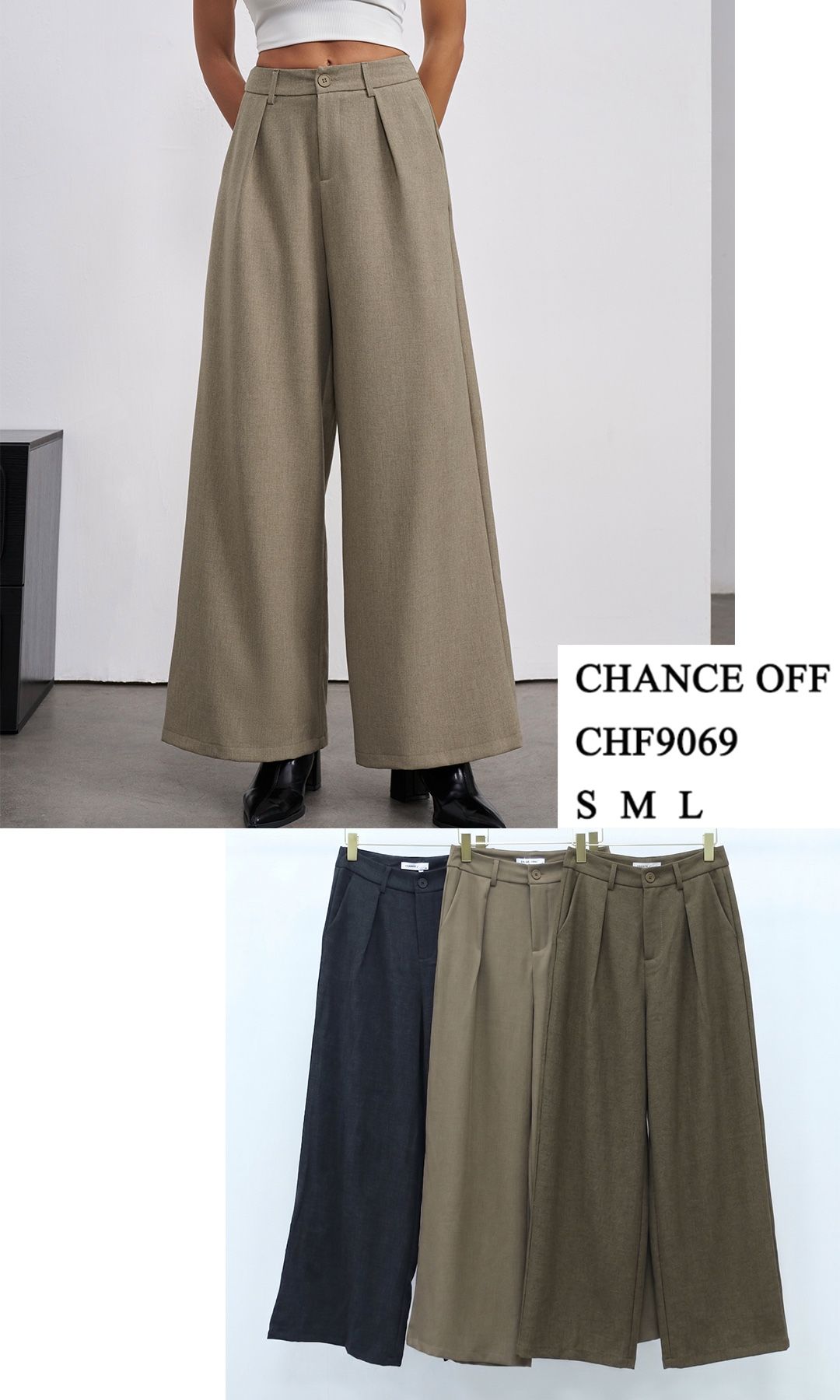 Wide Pleated High‑Waist Trousers