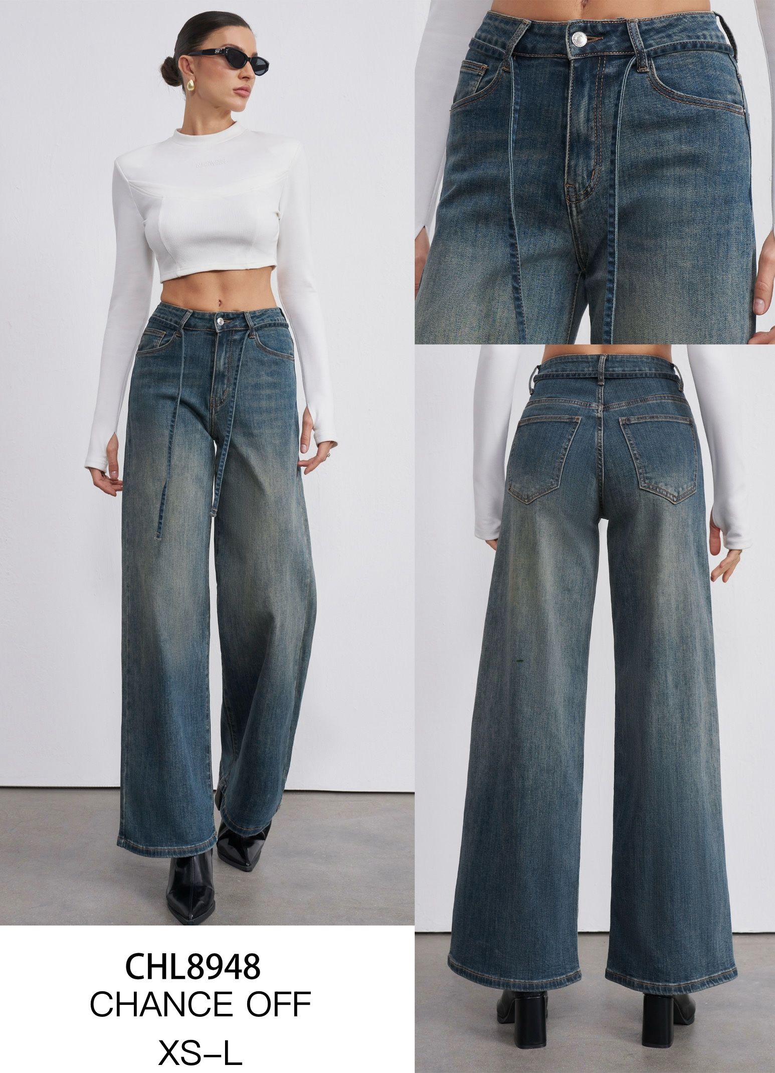 High‑Waist Wide‑Leg Jeans