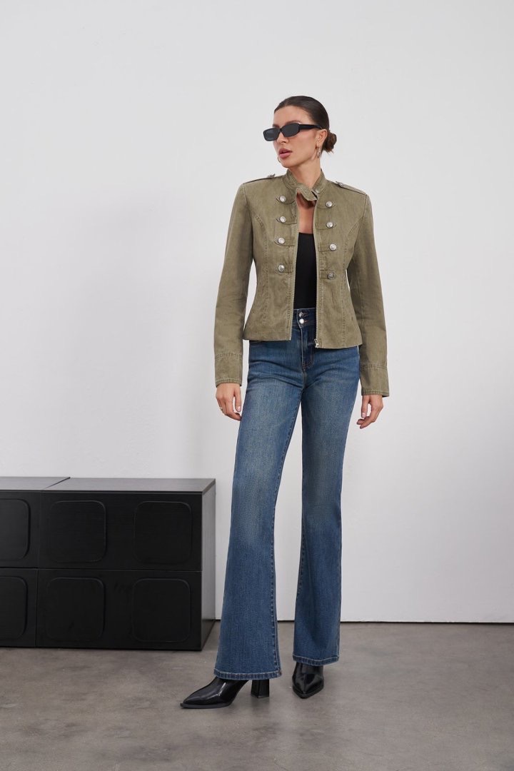 Fitted Jacket with Stand Collar