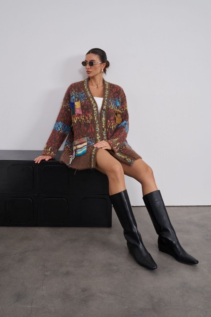 Oversized Patterned Cardigan