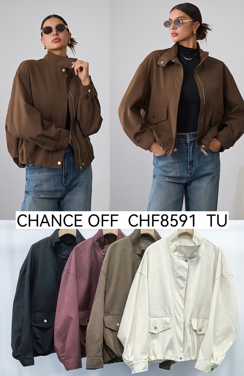 Oversize Jacket with Stand Collar