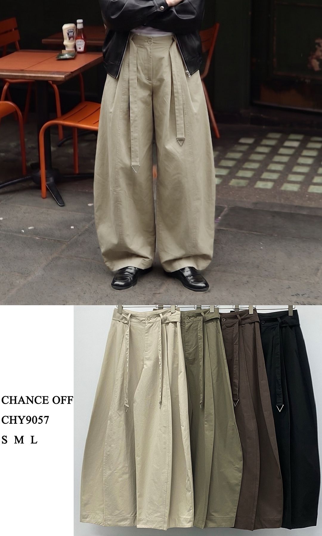 Wide-Leg Pleated Trousers