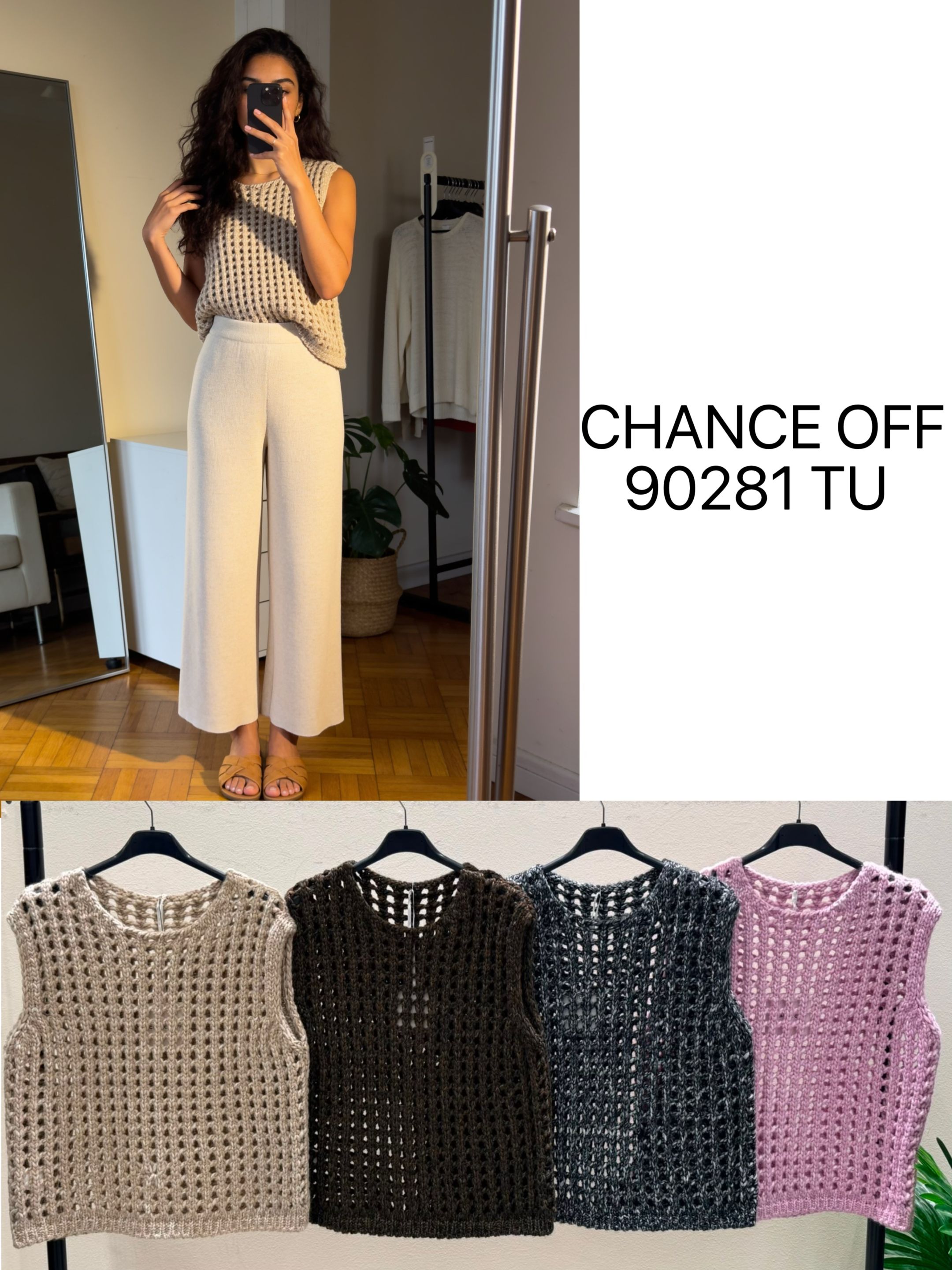 Relaxed Vest with Openwork Knit