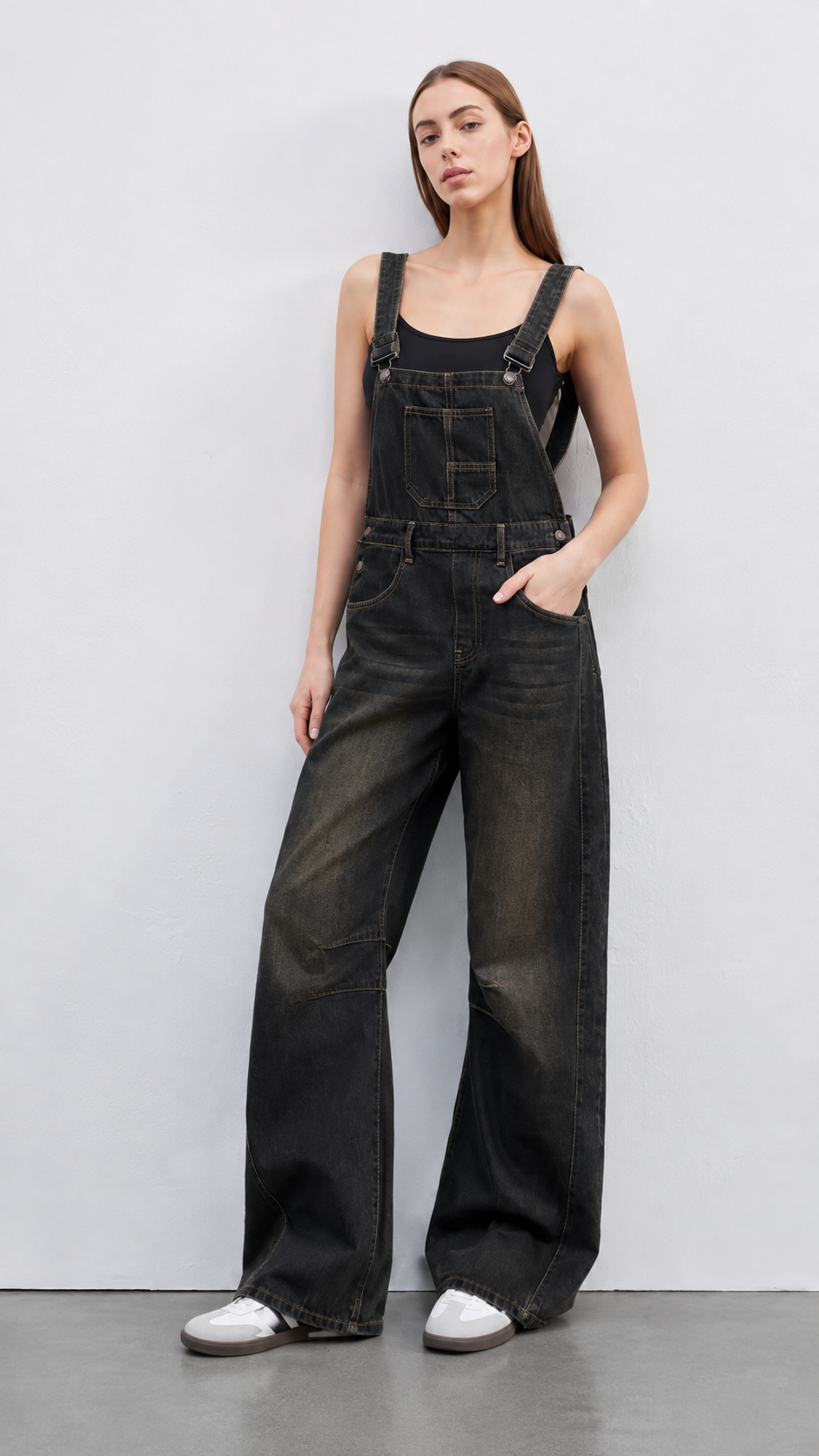 Denim Jumpsuit with Wide Legs