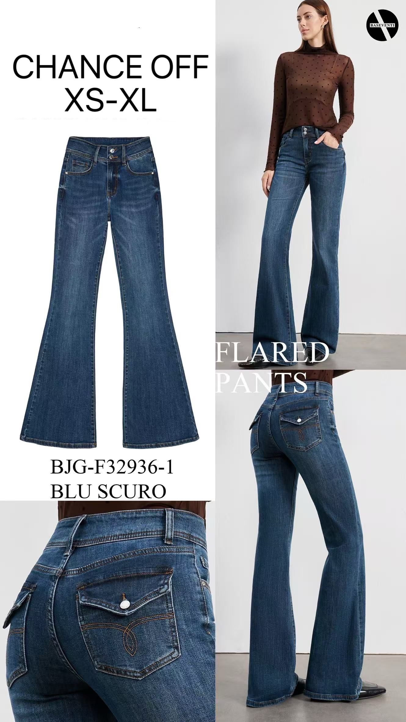 High‑Waist Flared Jeans
