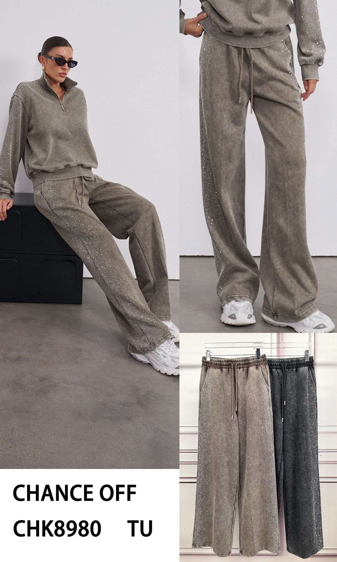 Wide Sequin Trousers