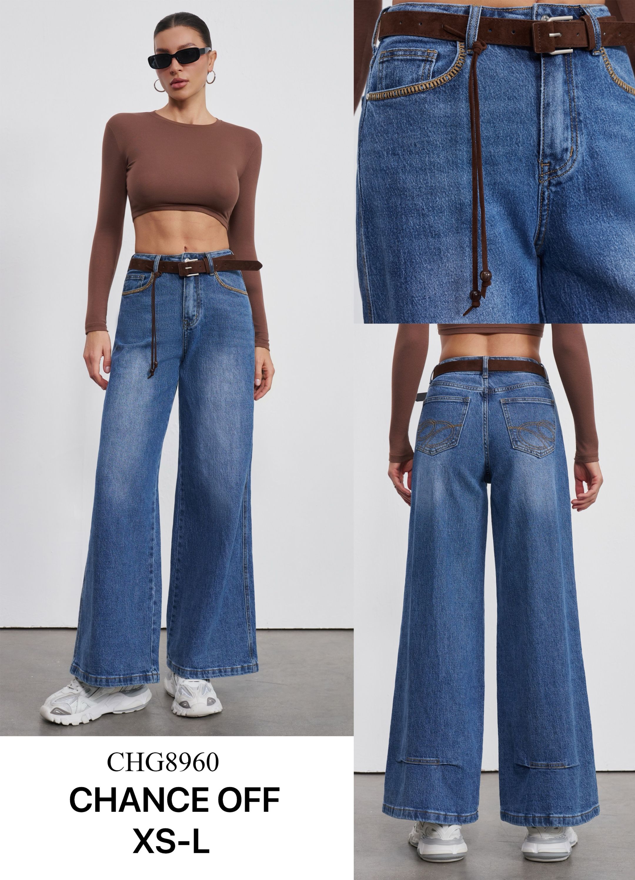 Wide-Leg Jeans with Embroidery