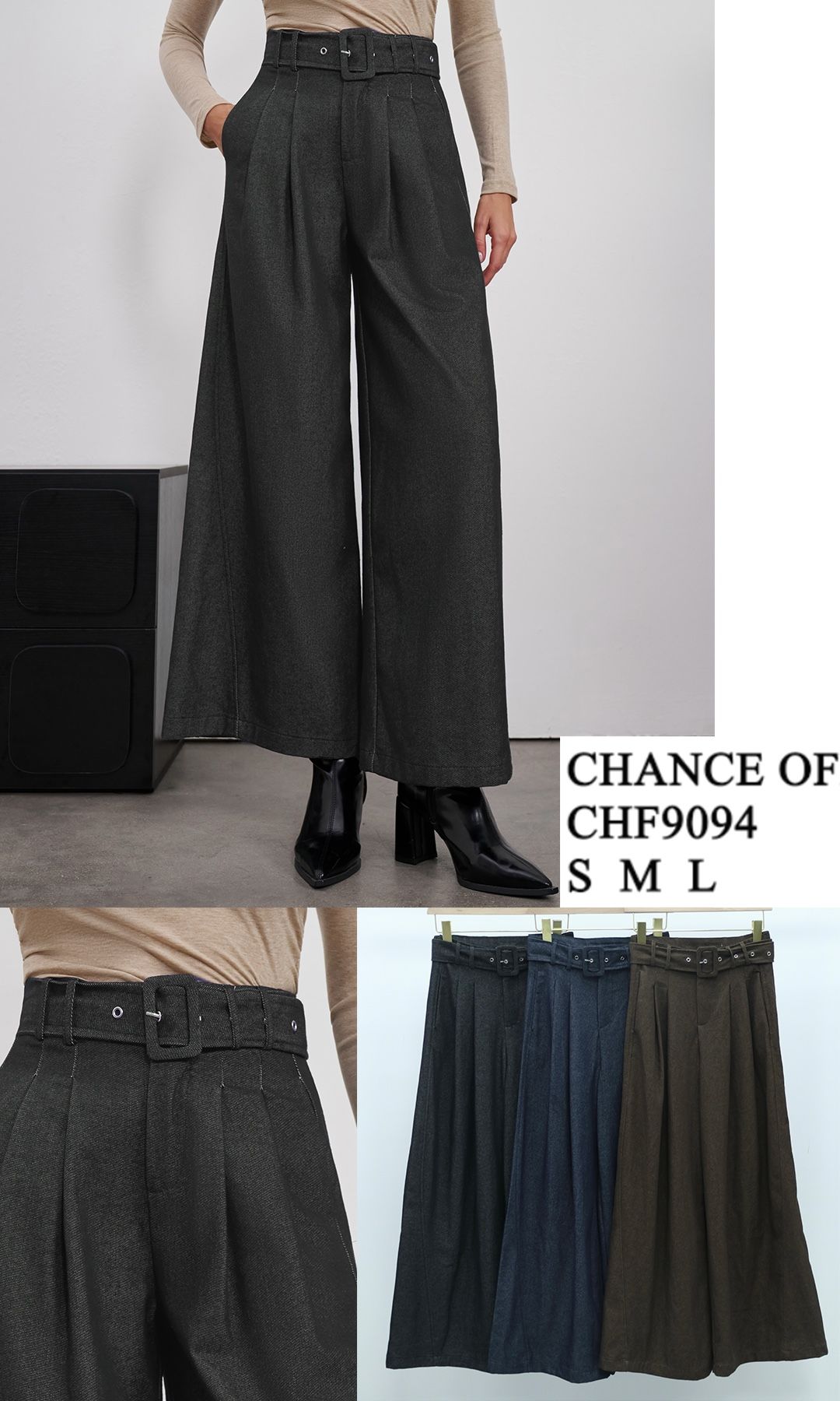 Wide‑Leg Pleated Trousers