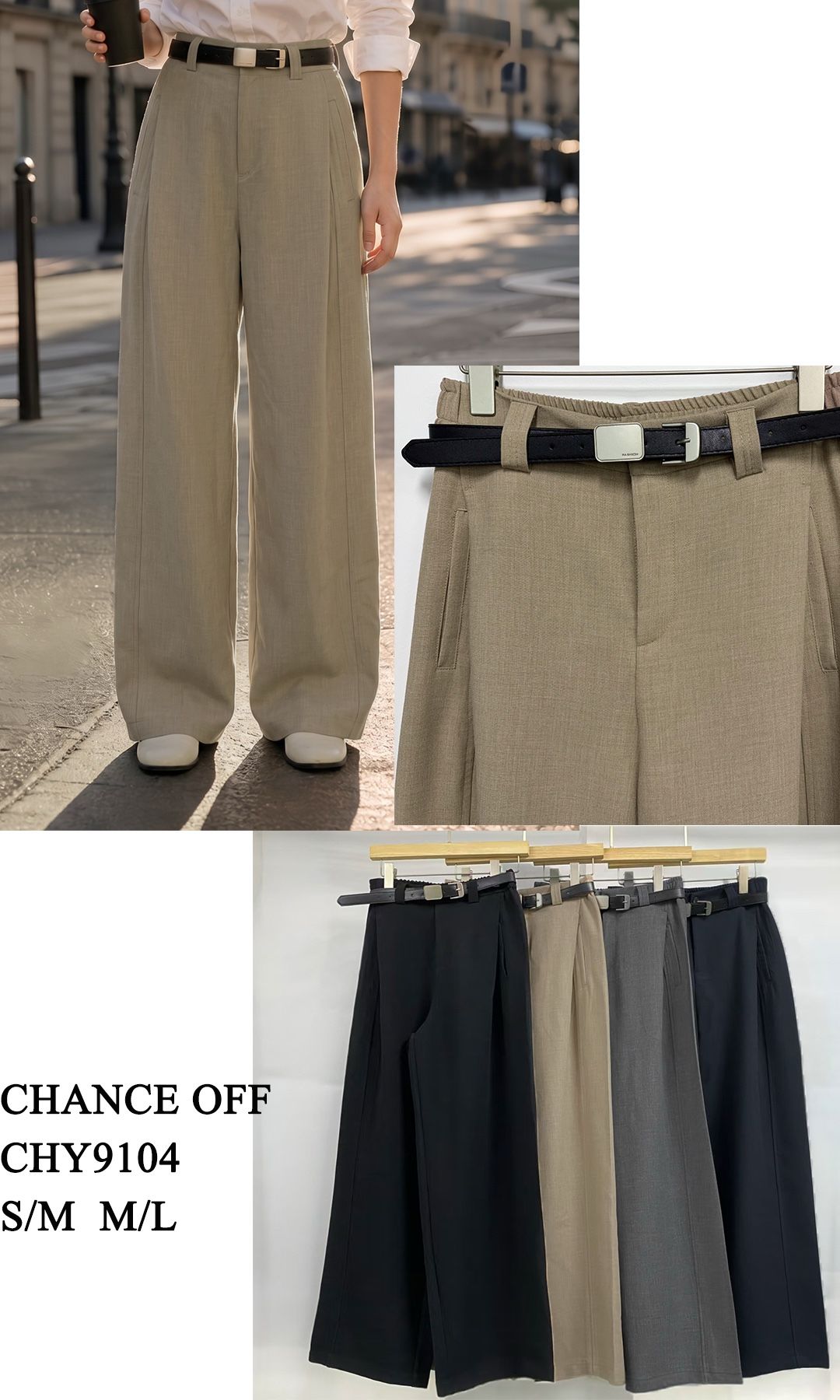 Wide-Leg Pleated Trousers