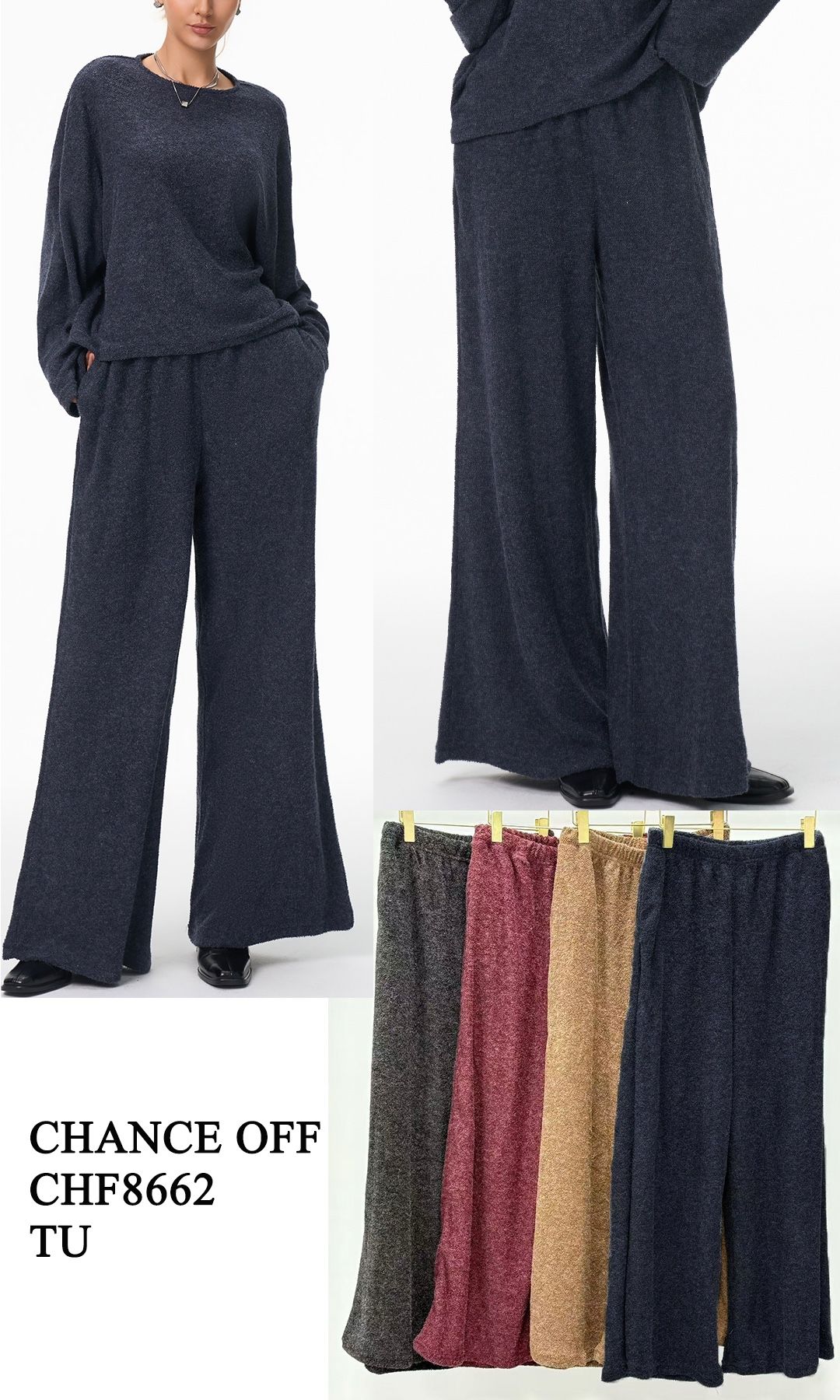 Wide Leg Pull-On Trousers
