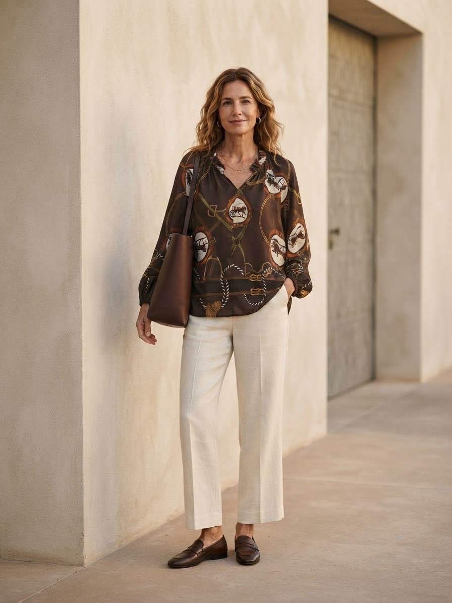 Relaxed Blouse with Ruffle