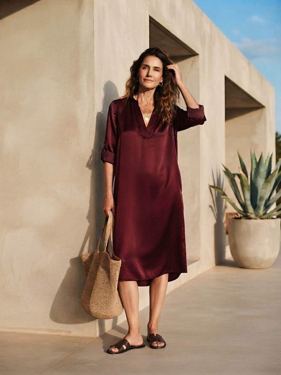 Midi Trapeze Dress with Pleats