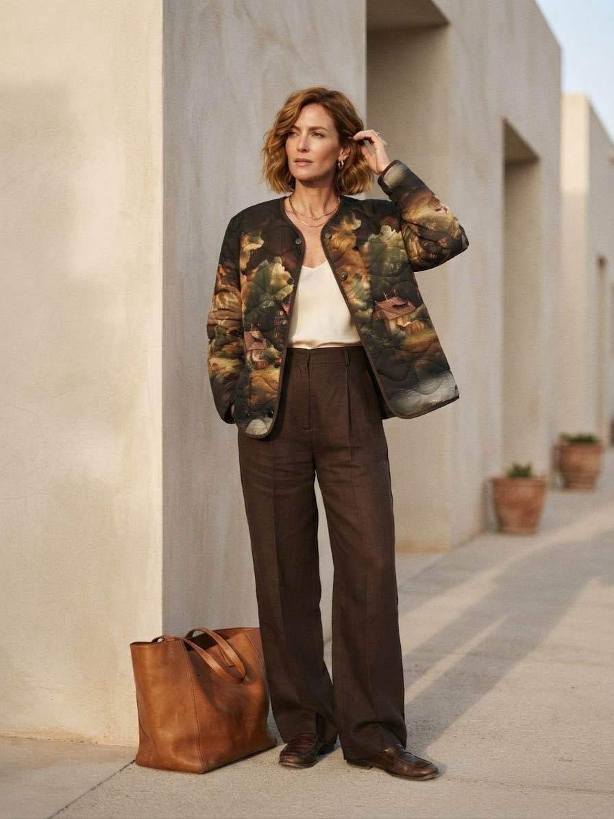 Quilted Jacket with All‑over Print