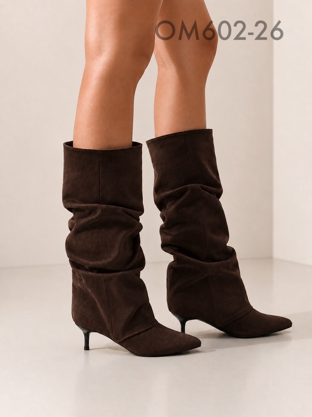 Ruched Pointed Knee-High Boots