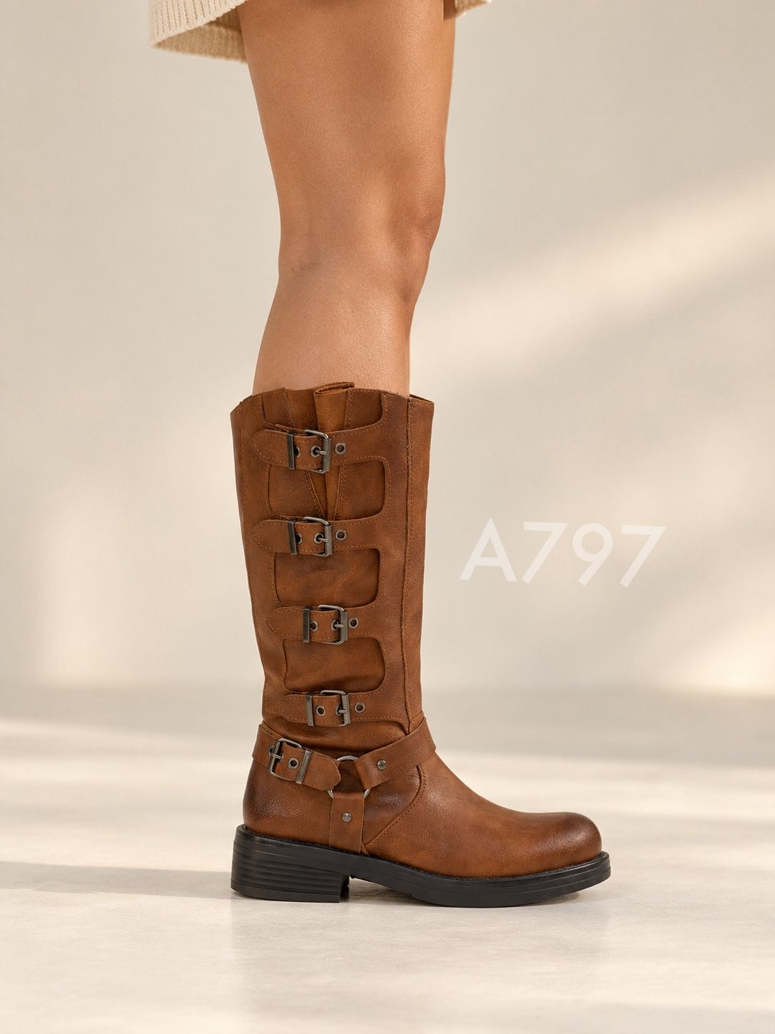 Biker Boots with Decorative Buttons