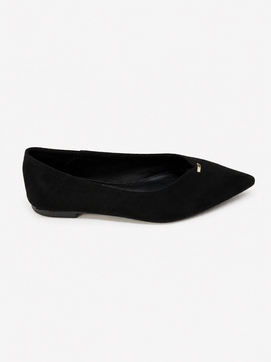 Pointed Ballet Flats with Gold Accent