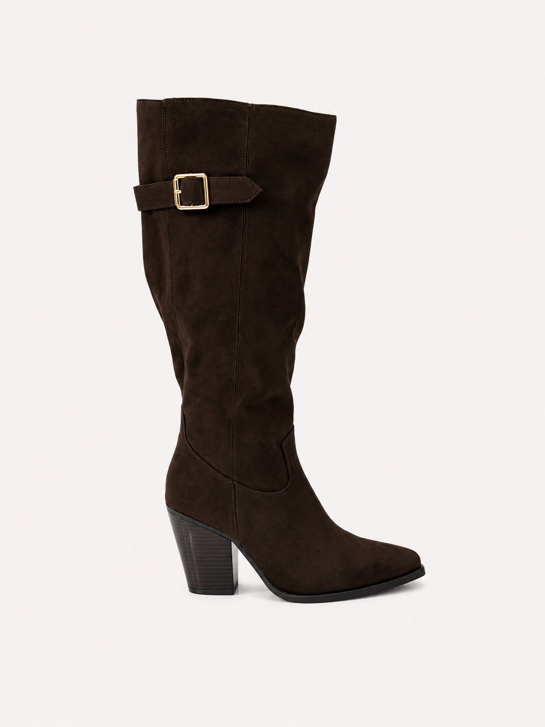 Decorative-Button Block-Heel Boots