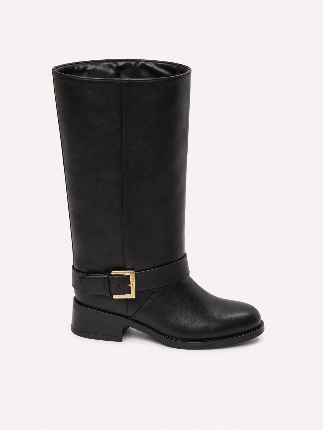 Straight-Shaft Knee Boots with Strap