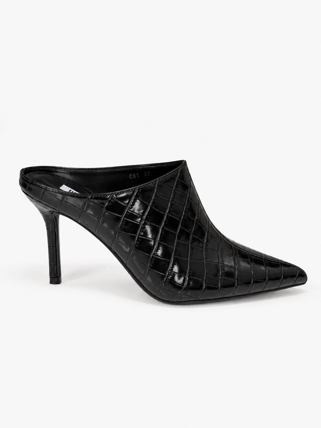 Pointed Mule Heels with Embossed Finish