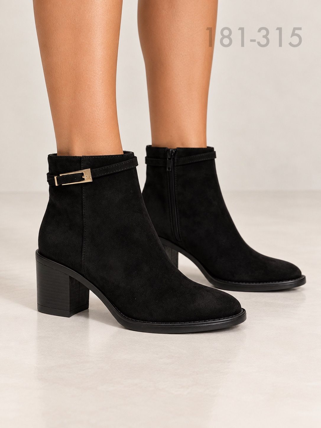 Buckled Block-Heel Ankle Boots