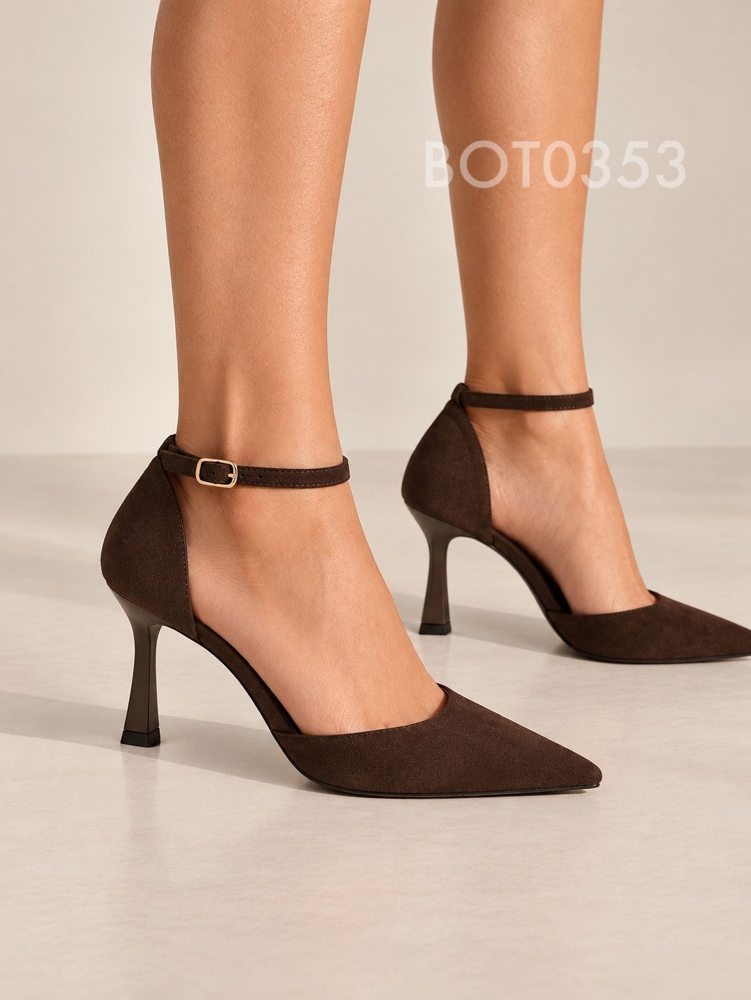 Pointed Heel Pumps with Ankle Strap