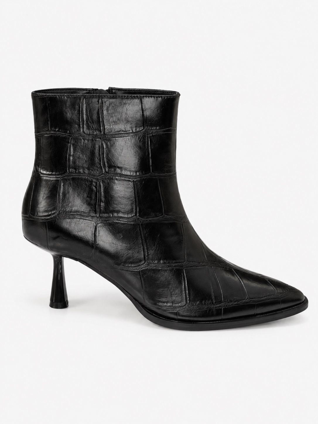 Pointed Toe Ankle Boots with Embossing