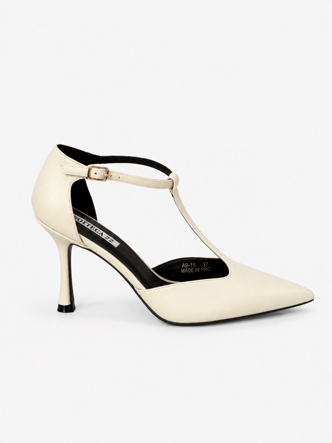 Pointed Stiletto Pumps with Button Detail