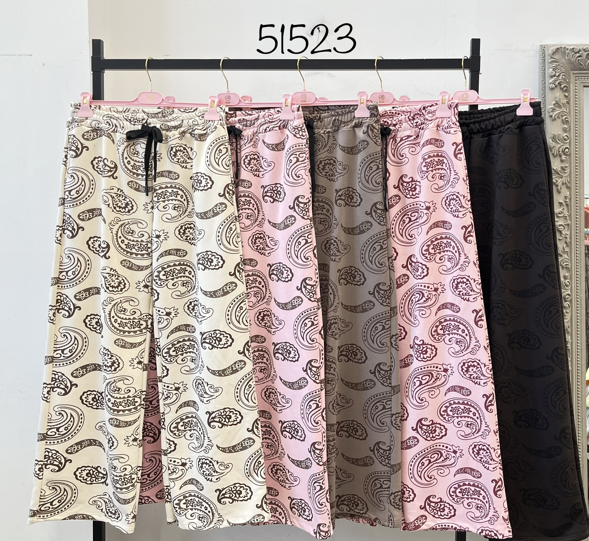 Wide‑Leg Paisley Trousers