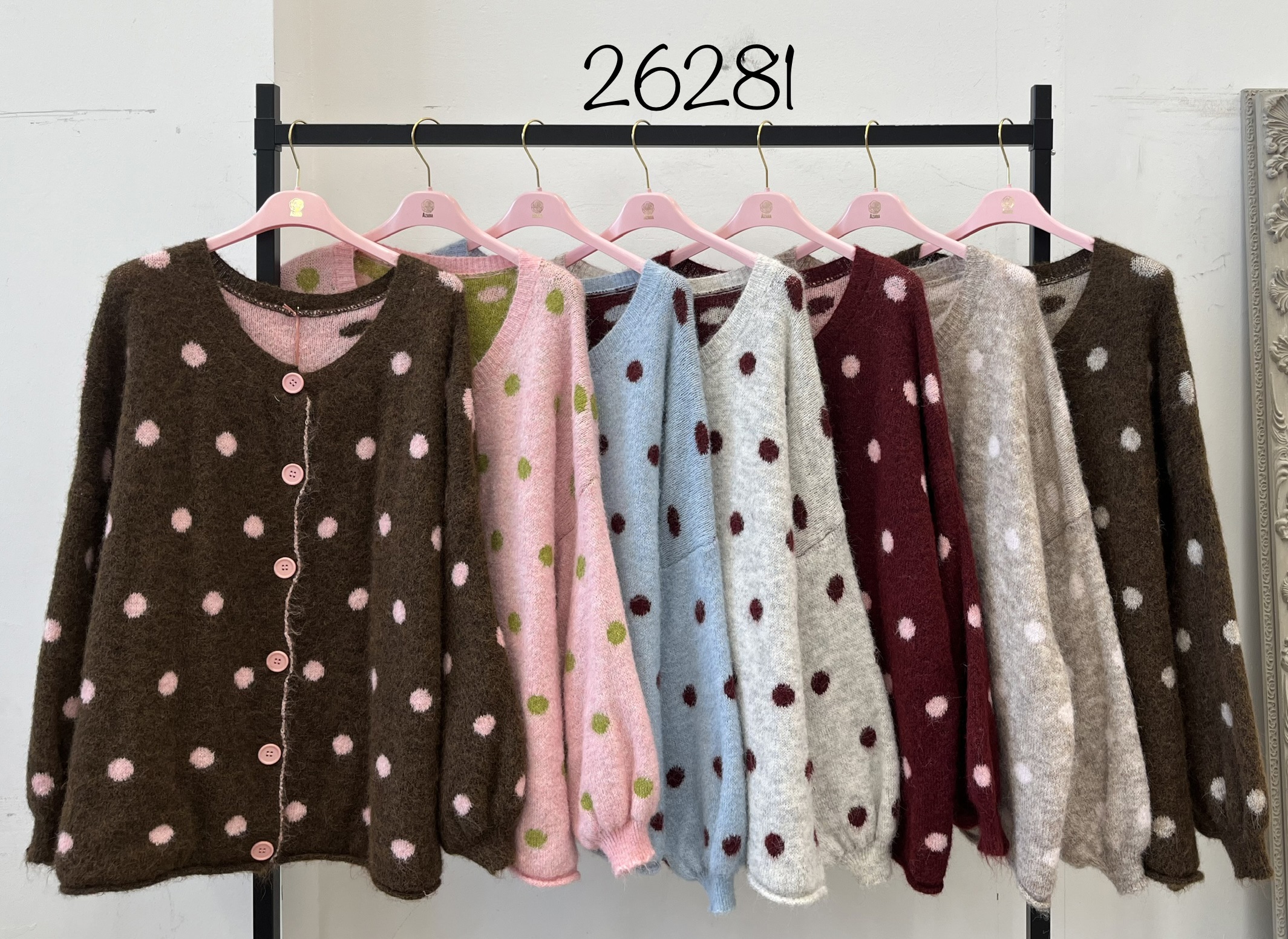 Polka-Dot Crewneck Cardigan