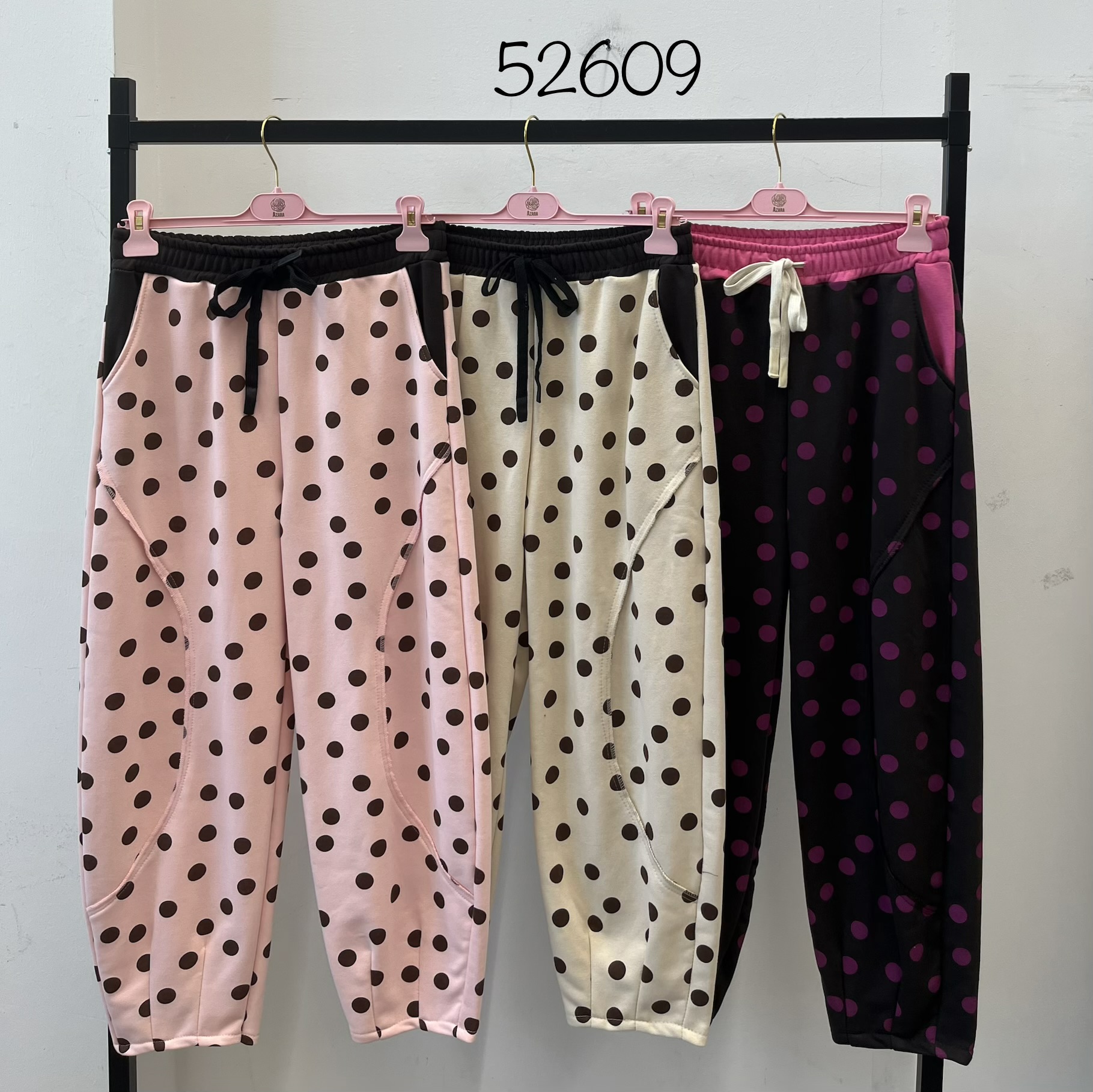 Relaxed Jogger Pants with Polka Dots