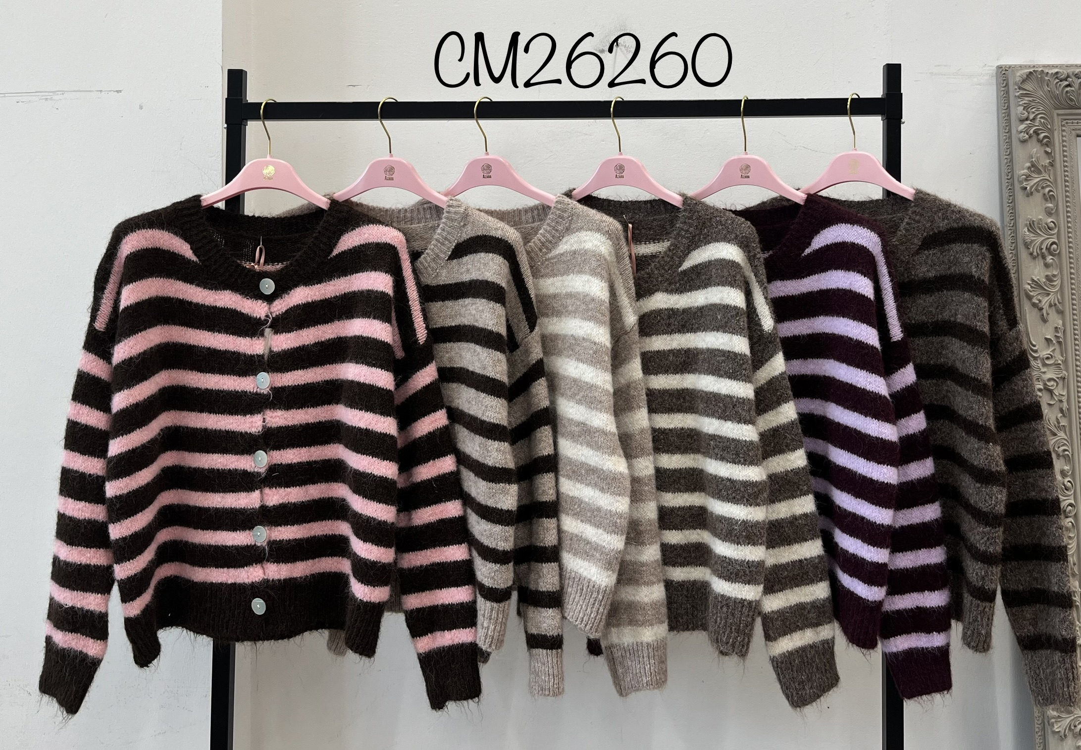Striped Hip-Length Cardigan