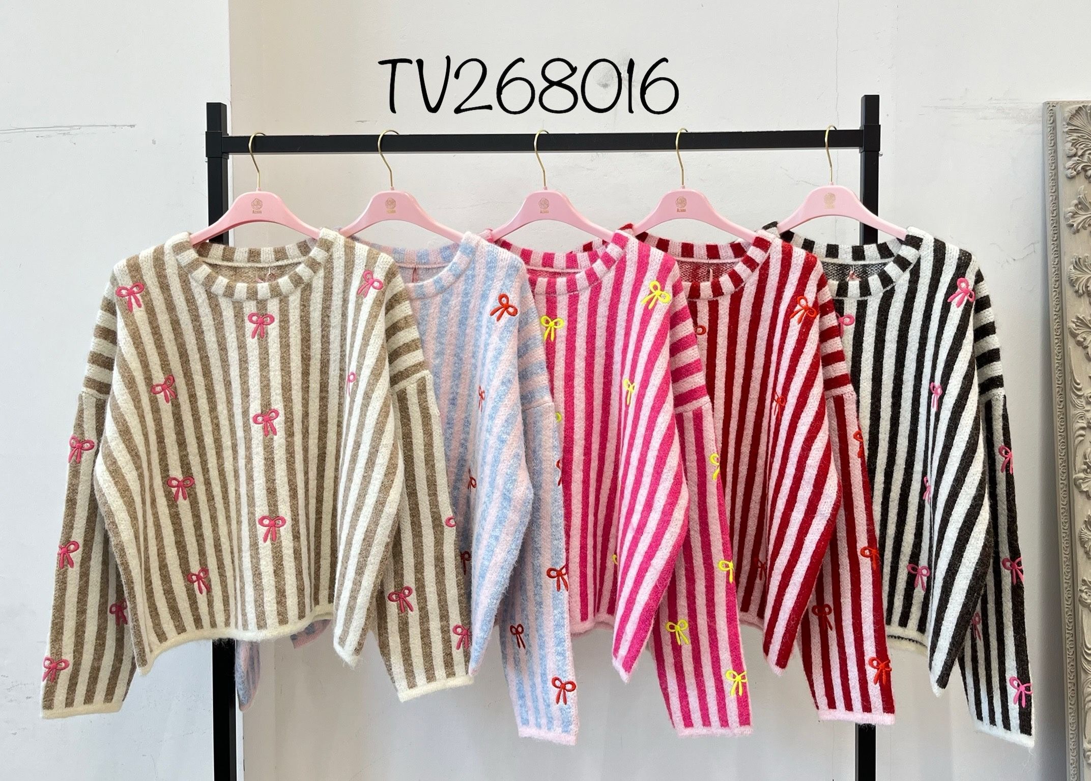 Striped Sweater with Bows