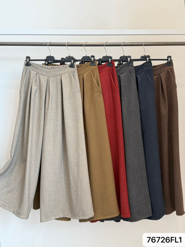 Wide-Leg Pleated Trousers