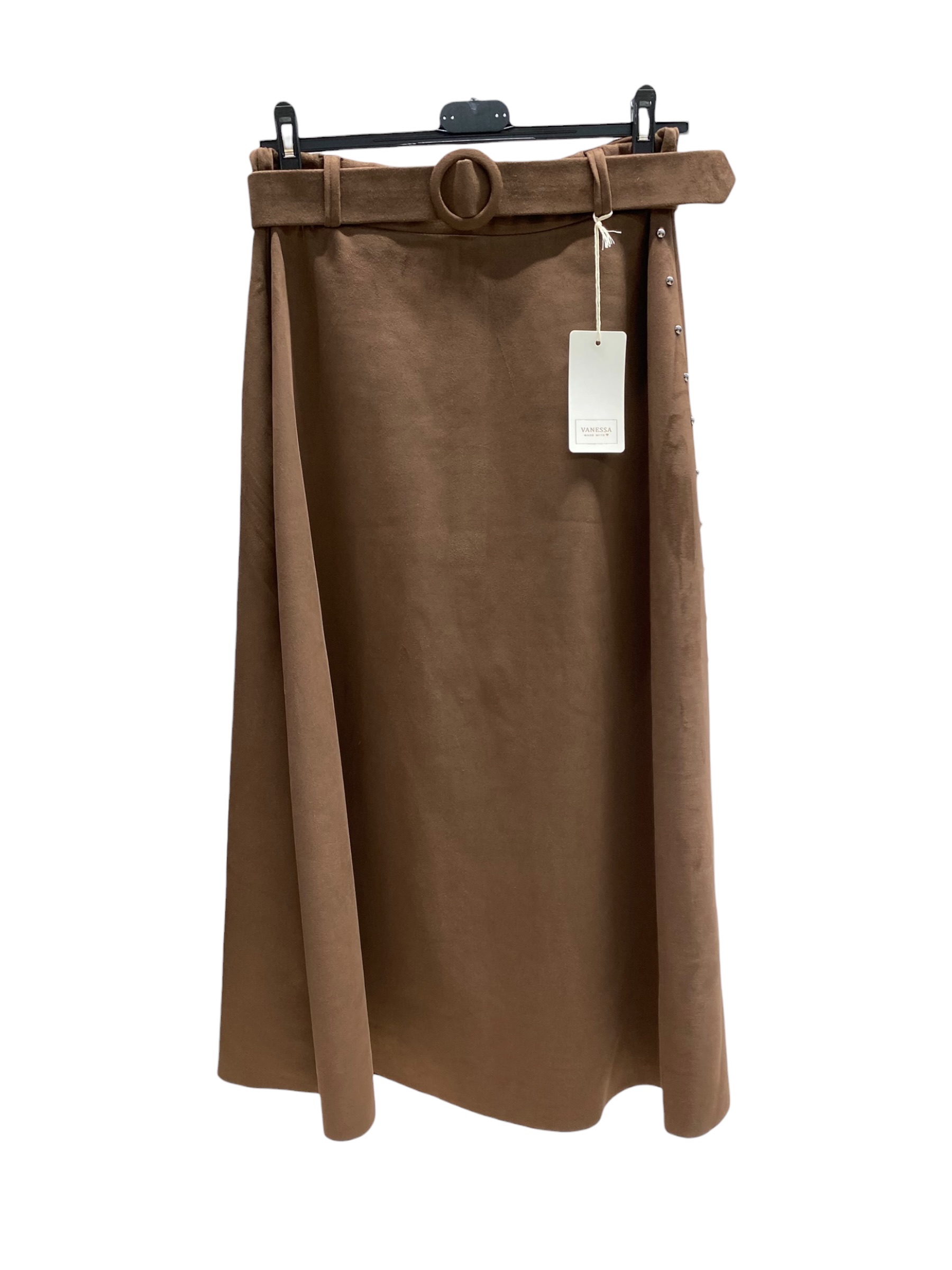 Midi A‑Line Skirt with Belt