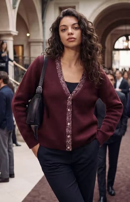 Sequin-Edged Cardigan
