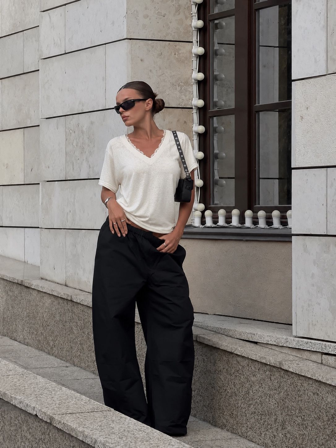 Relaxed Lace-Trim T‑Shirt