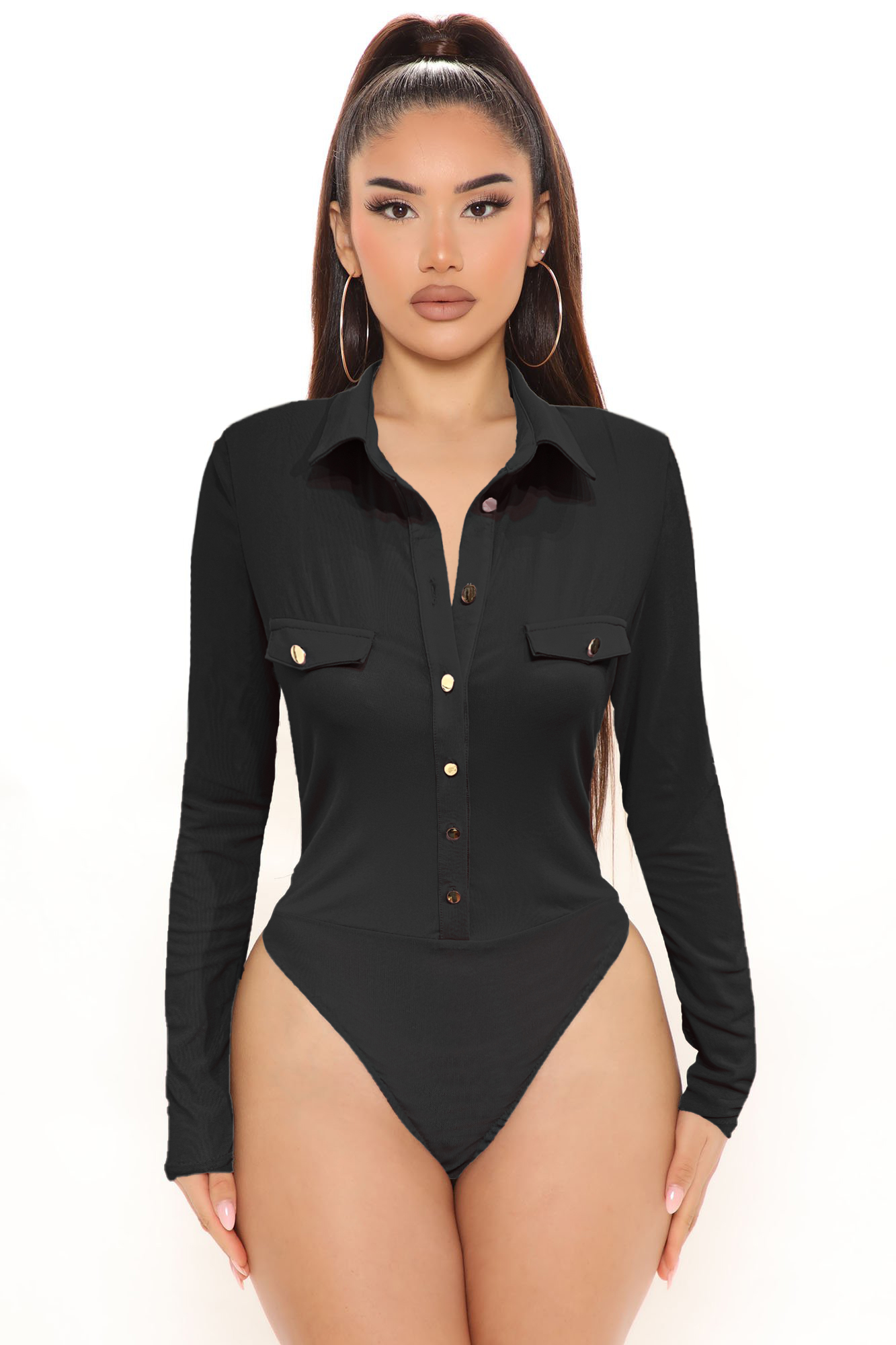 Fitted Shirt-Style Bodysuit