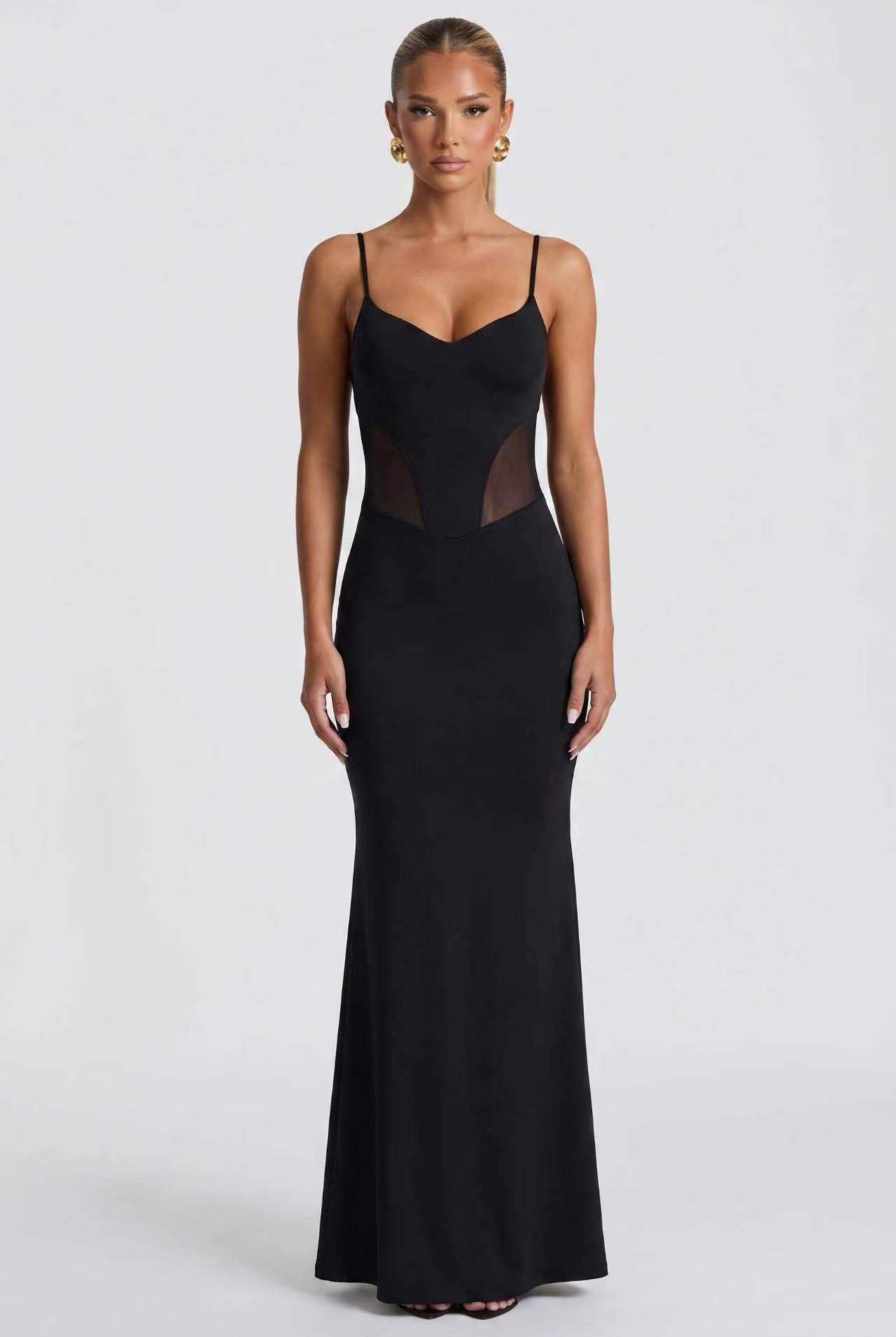 Fitted Maxi Mermaid Dress with Cut-Outs
