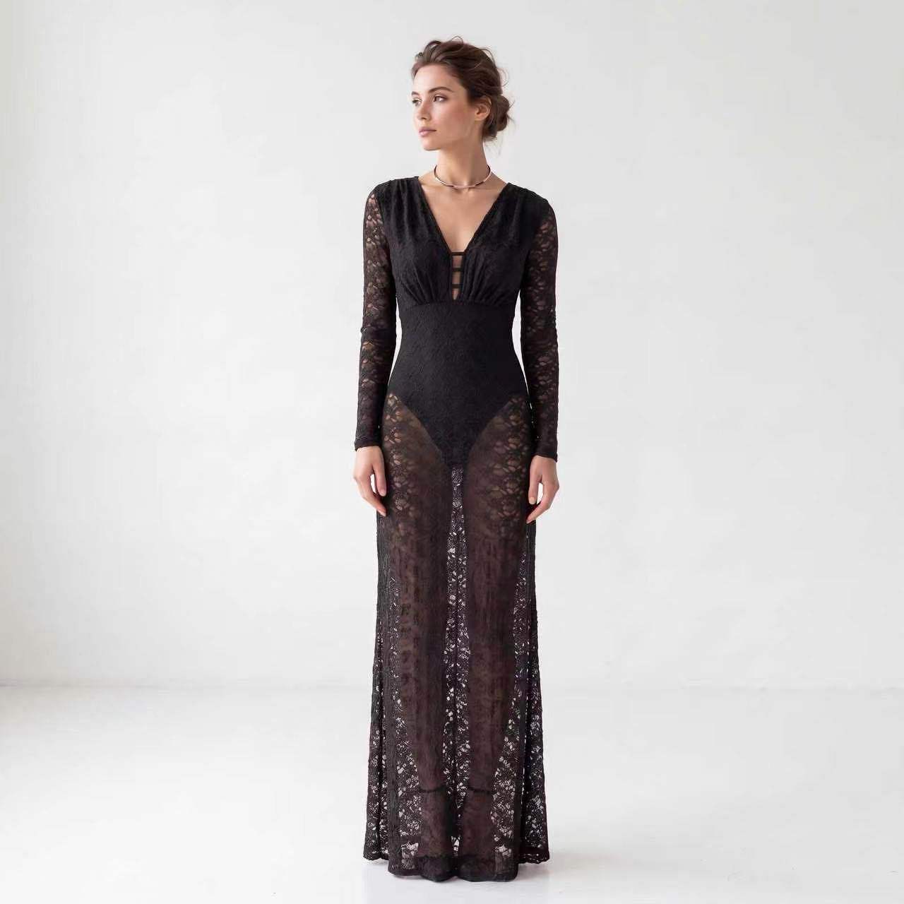 Fitted Lace Maxi Dress