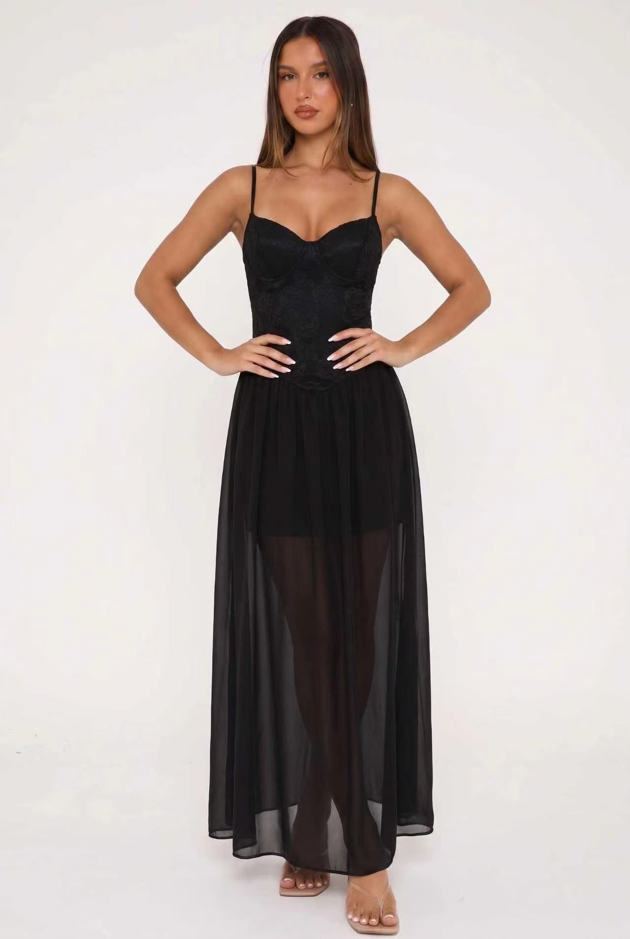 Heart‑Cut Corset Maxi Dress