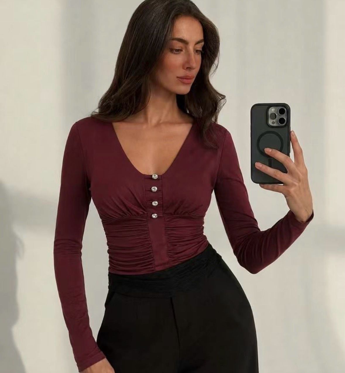 Fitted Ruched Crop Top