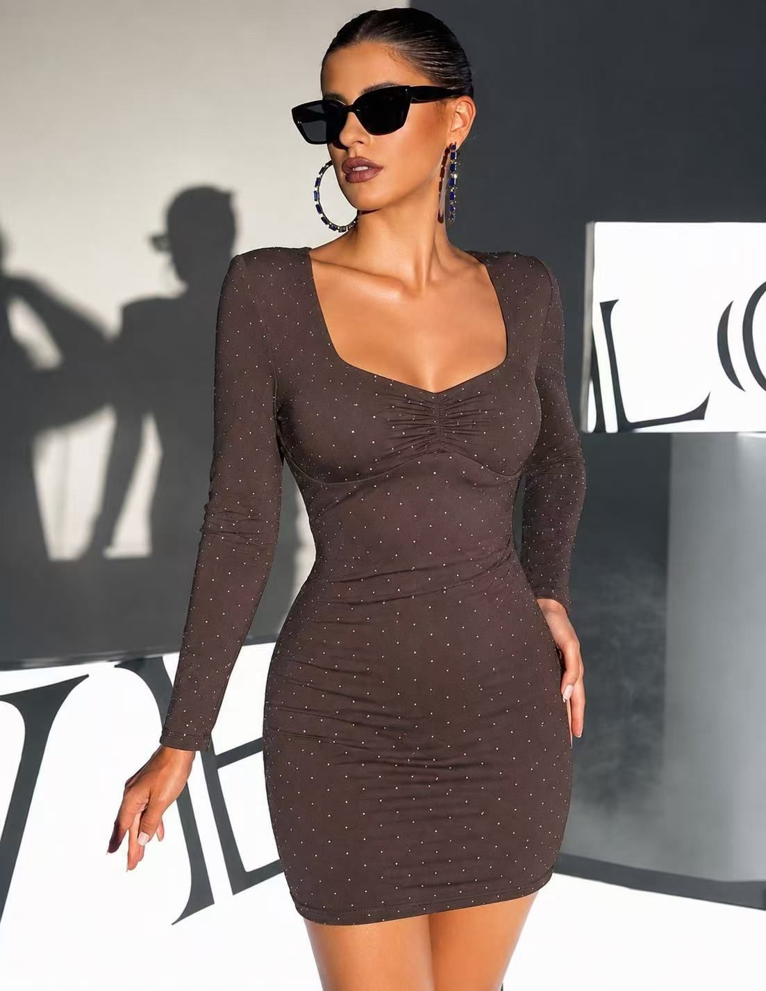 Ruched Mini Pencil Dress