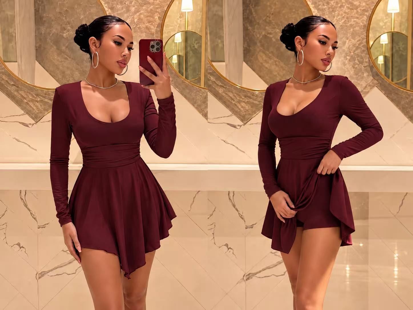 Fitted Ruched Mini Dress