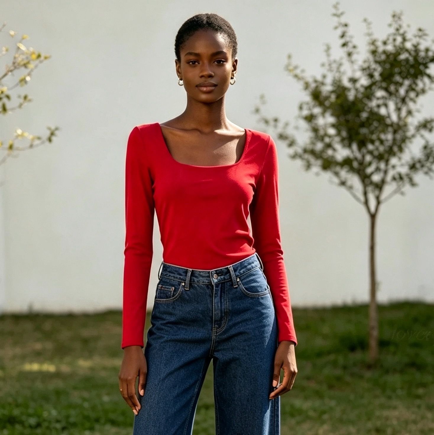 Fitted Square-Neck Top
