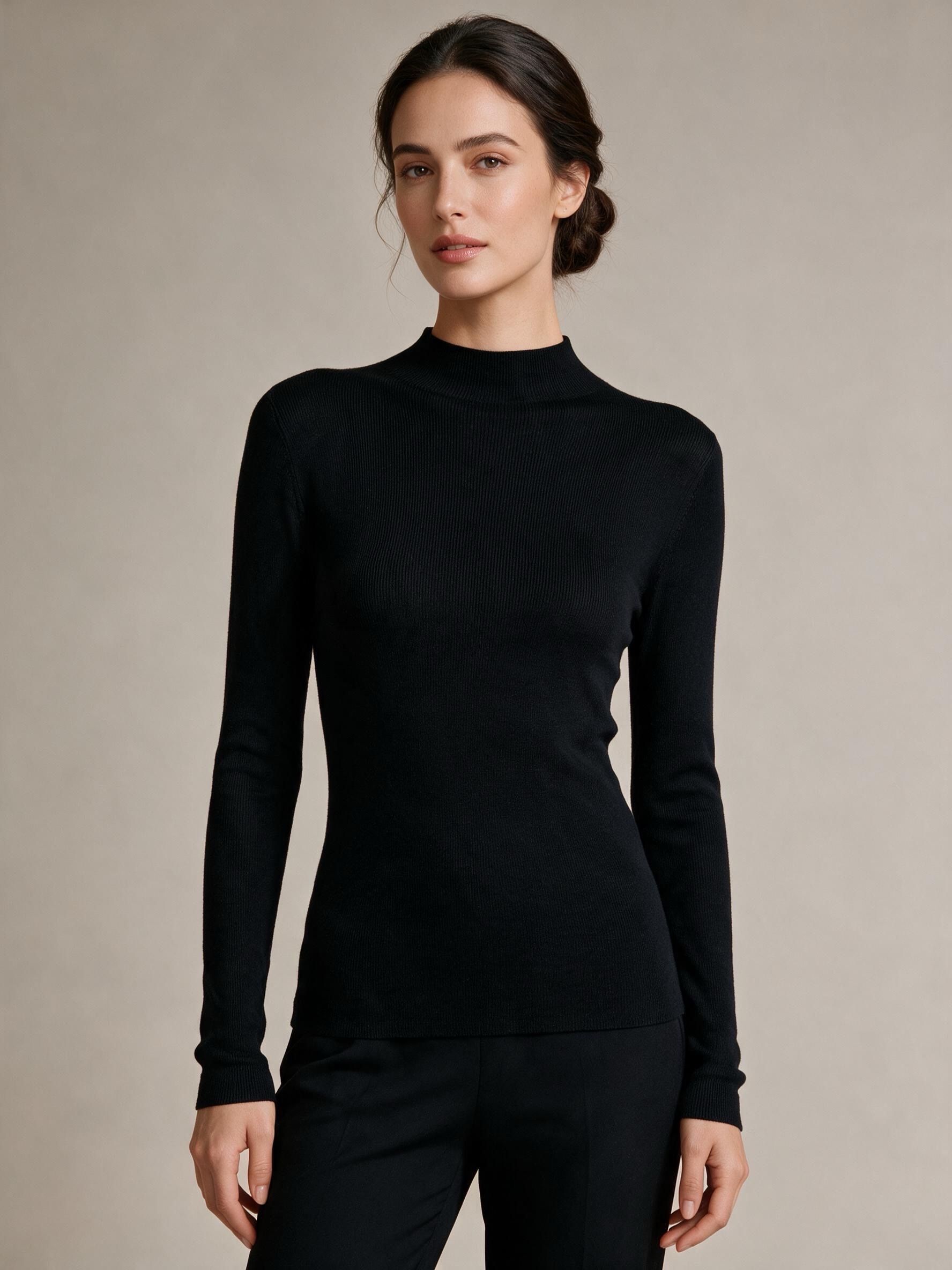 Fitted Mock-Neck Sweater