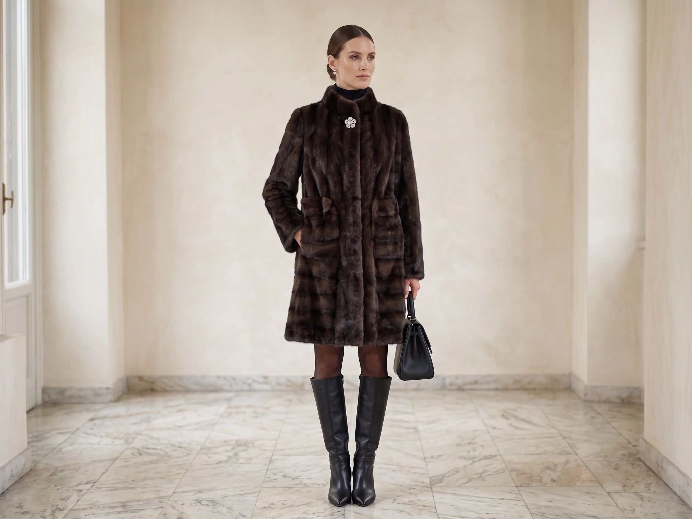 Long Coat with Stand Collar