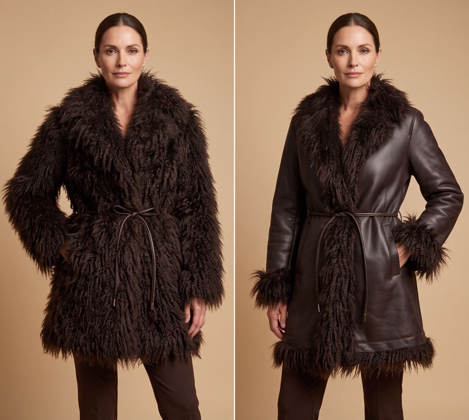 Faux-Leather Wrap Coat