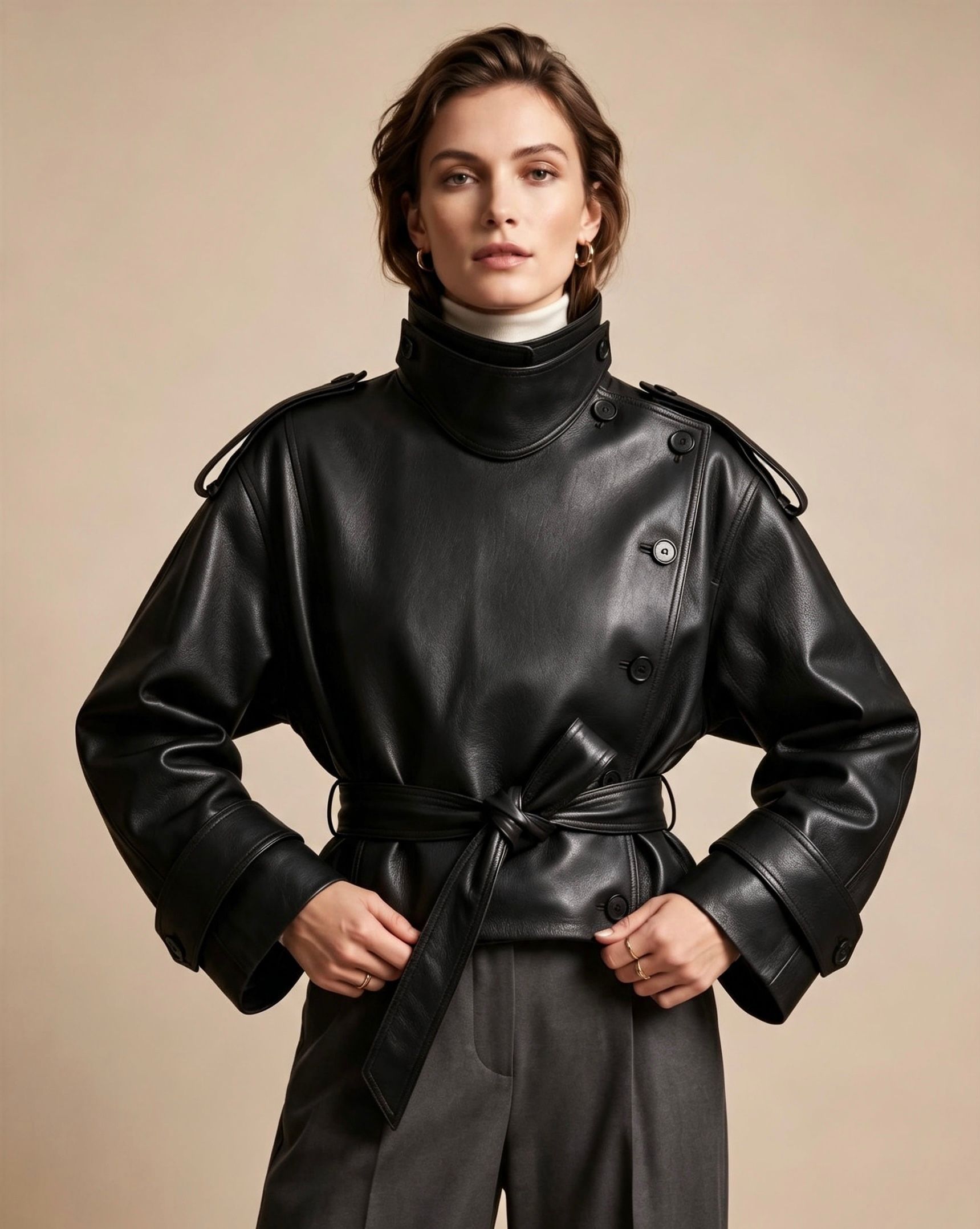 Oversize Jacket with Stand Collar