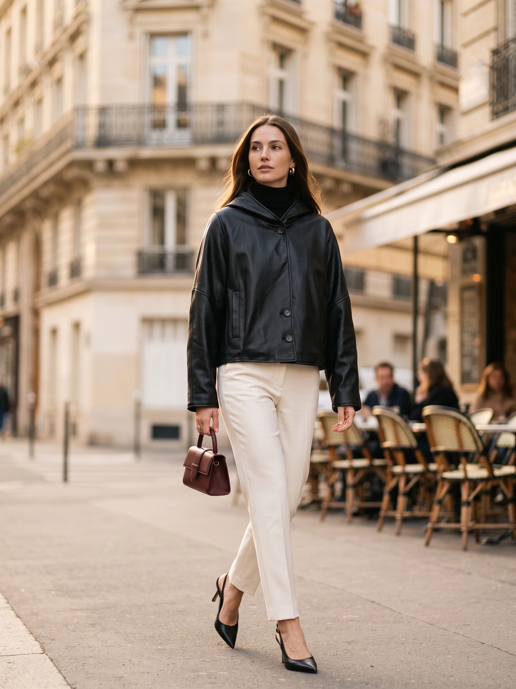 Oversized vegan leather jacket