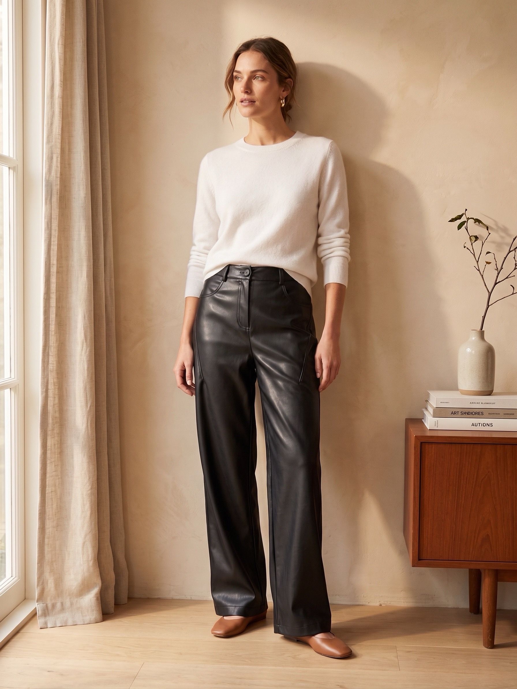 High-Waist Straight Trousers